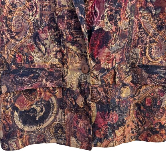 JBT Sport Petite By Fritzi Vintage Womens Paisley Jacquard One Button Blazer PM - Picture 10 of 11
